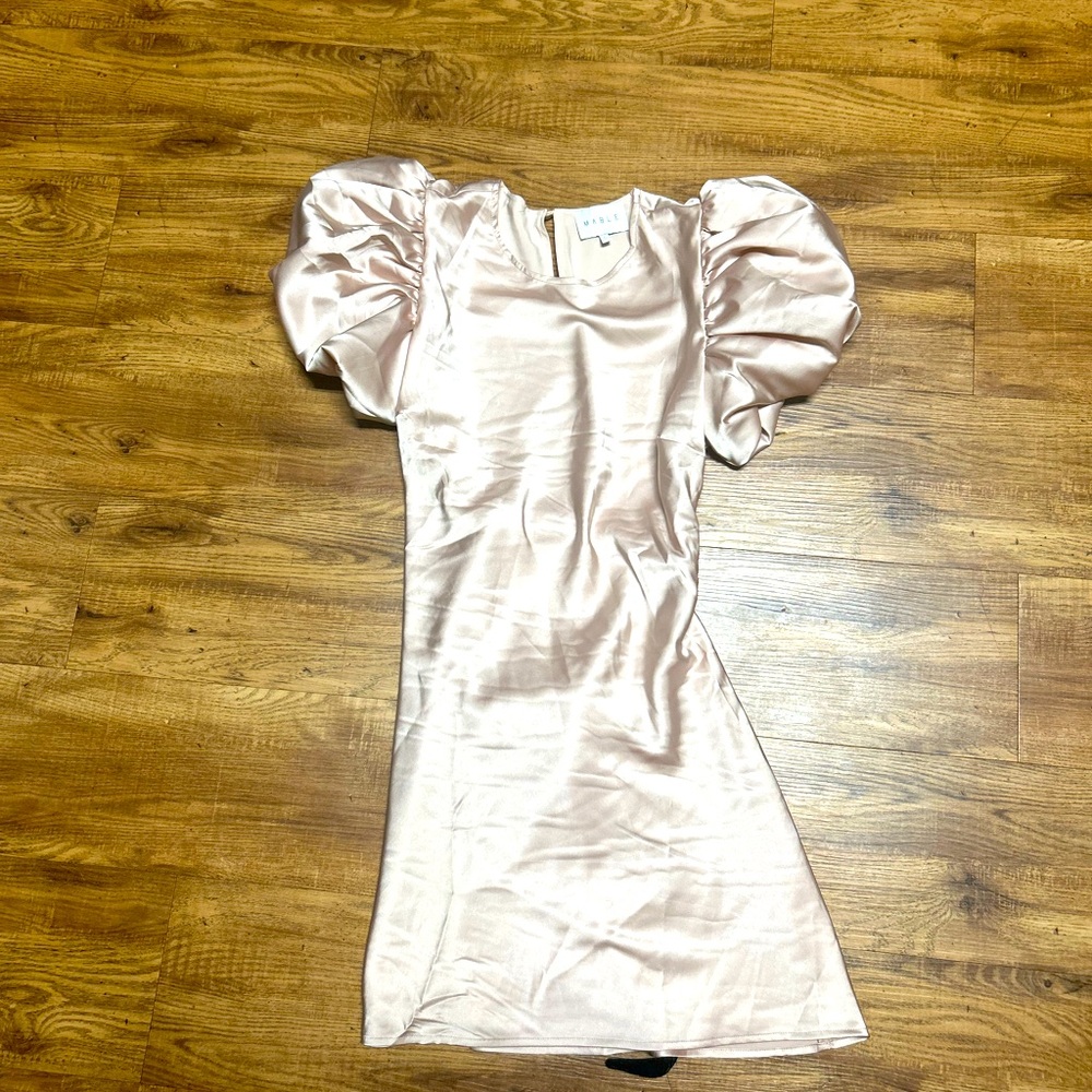 Mable Elegant Cream Puff Sleeve Dress